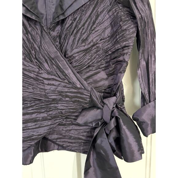 JACKIE JON NEW YORK Jacket Dress Topper Womens 12 Purple Wrap Formal Top - Picture 3 of 4